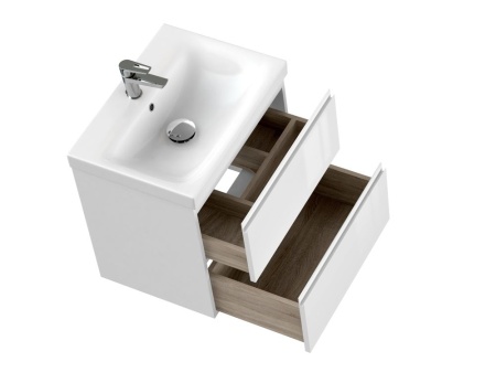 Тумба с умывальником подвесная Cersanit MODUO 60 с MODUO 60 белый, SB-SZ-MOD-MO60/Wh + S-UM-MOD60/1