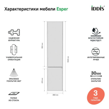 Пенал подвесной, 35 см, IDDIS Esper ESP35W0i97