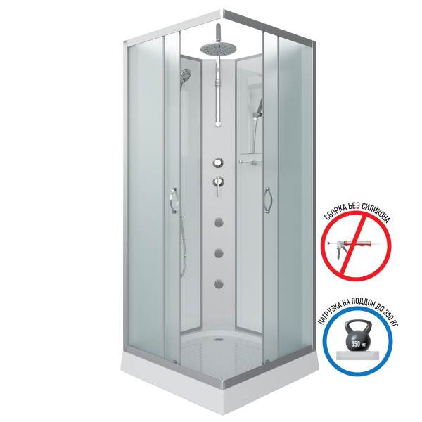 Душевая кабина Niagara Classic NG-1101-14BKTG 90х90х210-240, низкий поддон 13 см, стекло матовое с полкой