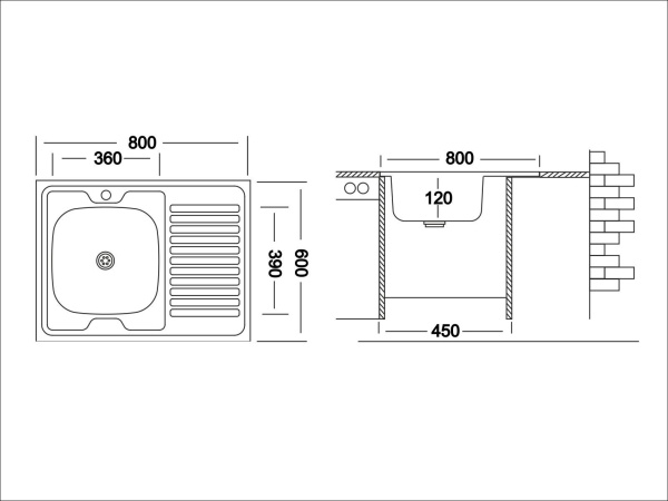Кухонная мойка UKINOX ECO ECO 800.600 L, 60*80