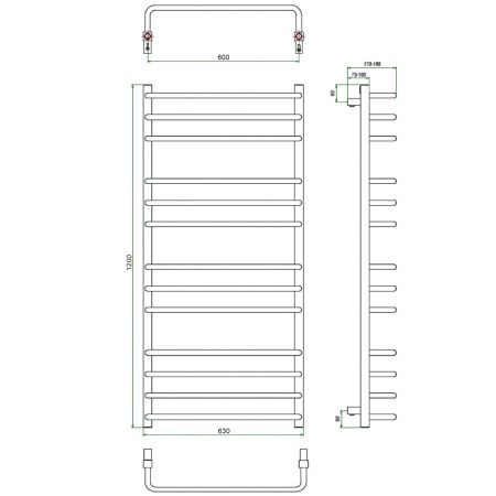 Полотенцесушитель ГРОТА ECOFORTE 63/120(-)