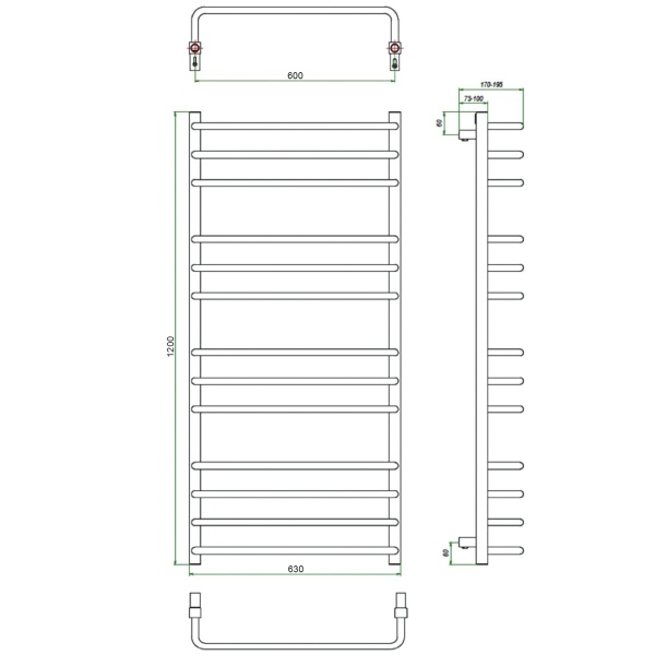 Полотенцесушитель ГРОТА ECOFORTE 63/120(-)