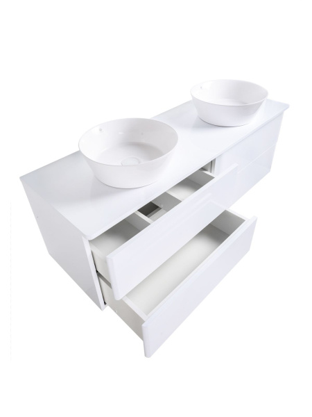 Тумба с 2-мя раковинами Orange Otto Ot-130TuMDF+B08-360W подвесная