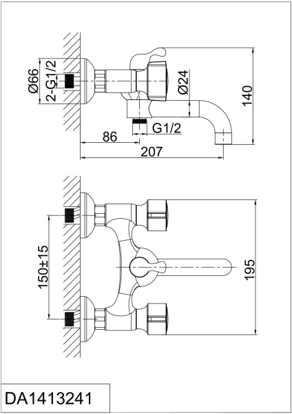 Смеситель для ванны D&K Hessen Torhall DA1413241