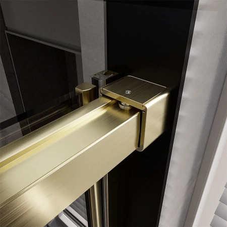 Душевая дверь Veconi Premium Trento PTD-40G, 1400х2000, брашированное золото, стекло прозрачное
