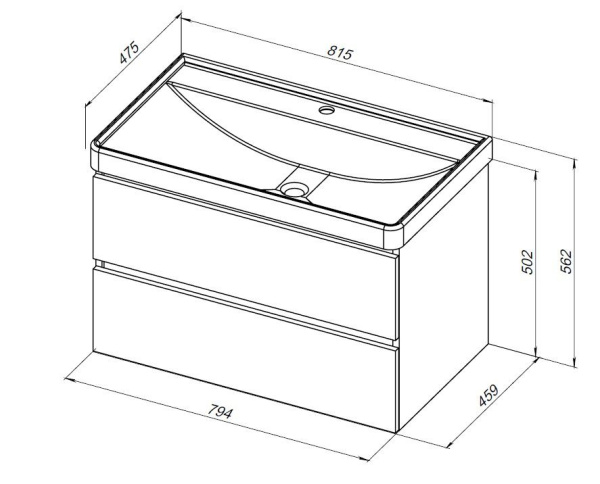 Тумба под раковину Aquanet Вега 80 (2 ящика)