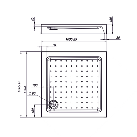 Поддон для душа акриловый Vincea VST-3AS-1010, 1000*1000*150