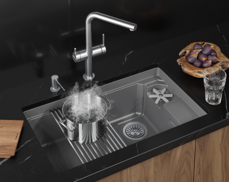 Мойка для кухни Granula Kitchen Space Rinzer 7309RU алюминиум, 73х45 см, прямоугольная