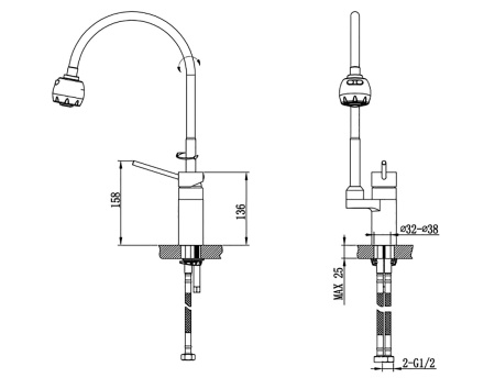 Смеситель для кухни с гибким изливом Timo Saona 2308F sandy