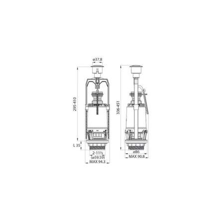 Одноуровневая водосливная арматура, нижний подвод, Тип А. круглая резинка IDDIS F012400-0004