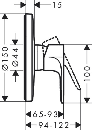 72668670 Hansgrohe Rebris E Встраиваемый смеситель для душа черный матовый 72668670