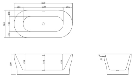 Акриловая ванна BELBAGNO BB405-1500-800