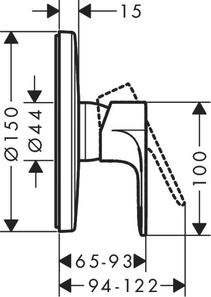 72668670 Hansgrohe Rebris E Встраиваемый смеситель для душа черный матовый 72668670