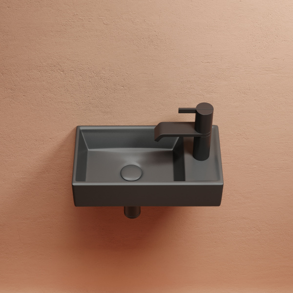 Умывальник Ceramicanova подвесной прямоугольный (чаша слева, отверстие под смеситель справа) цвет капучино матовый Element 407x217x100