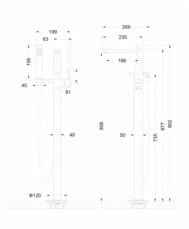 Смеситель для ванны и душа Bravat Arc F66061K-B3-ENG