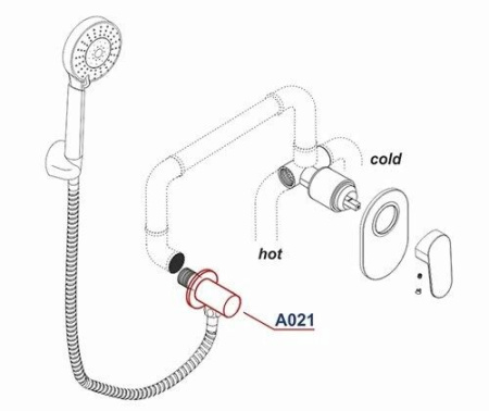 Подключение шланга для душа WasserKRAFT A021