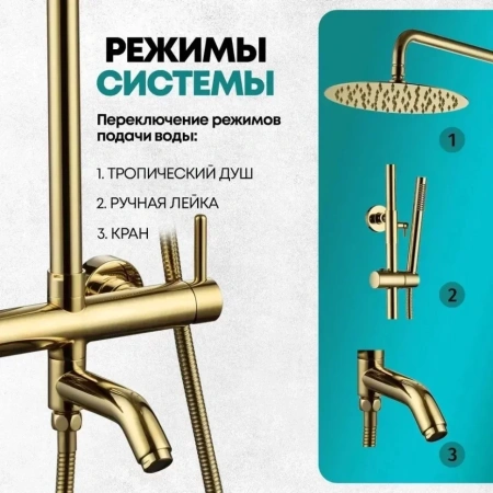 Душевая система Grocenberg GB7099 Золото глянец