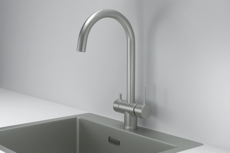 Смеситель для кухни Granula Kitchen Space 7104 сталь матовая, подключение к фильтру