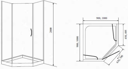 Душевой уголок Timo BY-839 матовый 100x100x185