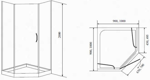 Душевой уголок Timo BY-839 прозрачный 100x100x185