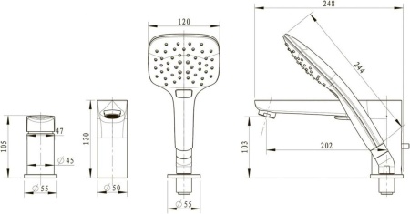 Смеситель на борт ванны Bravat Iguassu F5173218CP-1-RUS, хром