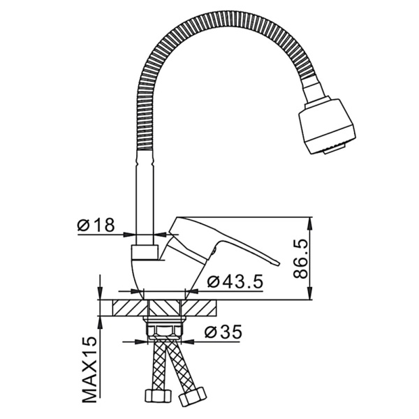 Смеситель для кухни с гибким изливом и режимом душ FRAP F43701-B, хром