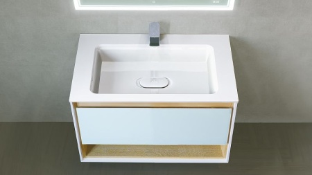 Тумба под раковину Jorno Glass 80 Gla.01.77/P/W белый глянец