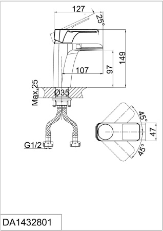 Смеситель для раковины D&K Berlin Technische DA1432815