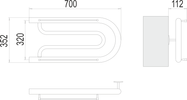 Полотенцесушитель водяной TERMINUS Фокстрот 1" БШ 320х700 без американок в комплекте