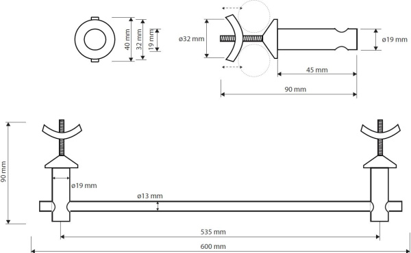 Держатель для полотенец Bemeta Rawell 134504202