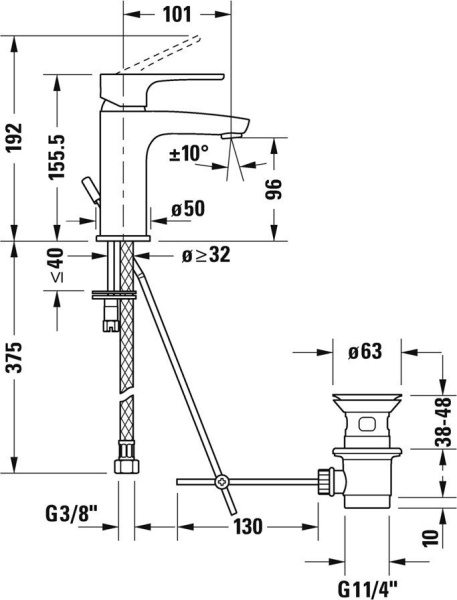 Смеситель для раковины Duravit В.1 B11010001010