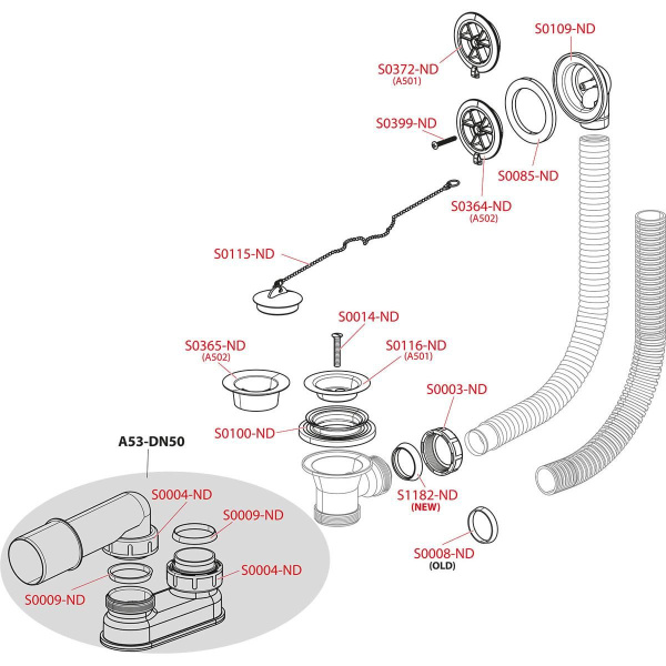 Сифон для ванны Alcaplast, хромированный, A501