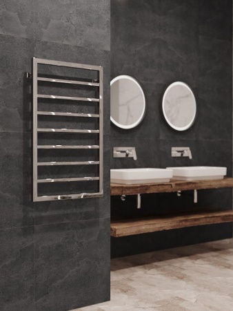 Полотенцесушитель водяной Stinox Croma 500x900, нижнее подключение, хром, 1/2" ВР (внутренняя резьба), 7 перекладин