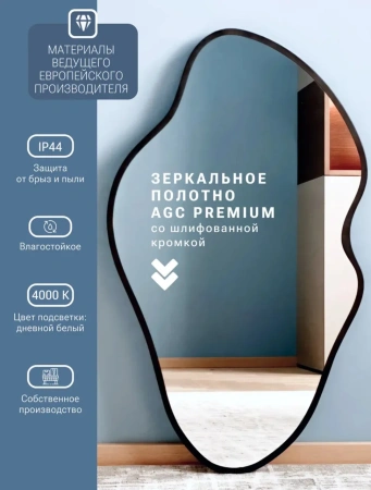 Зеркало EMZE Led Асимметричное с подсветкой и УФ-окантовкой 45x77 (черный)