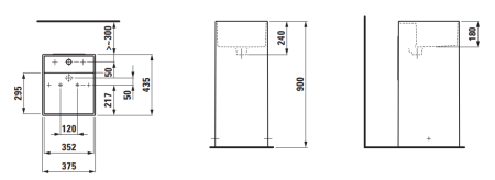 Напольная раковина Kartell by laufen 37,5х43,5х90 см, без отверстия перелива, с 1 отверстием для смесителя, санфарфор 8.1133.1.000.111.1