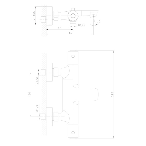 Смеситель для ванны термостатический Raiber RPB-008, черный