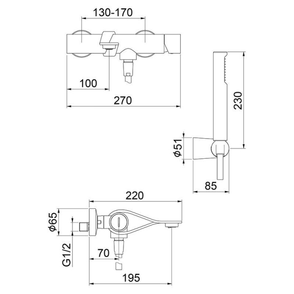 Смеситель для ванны Webert One-B NB850101015