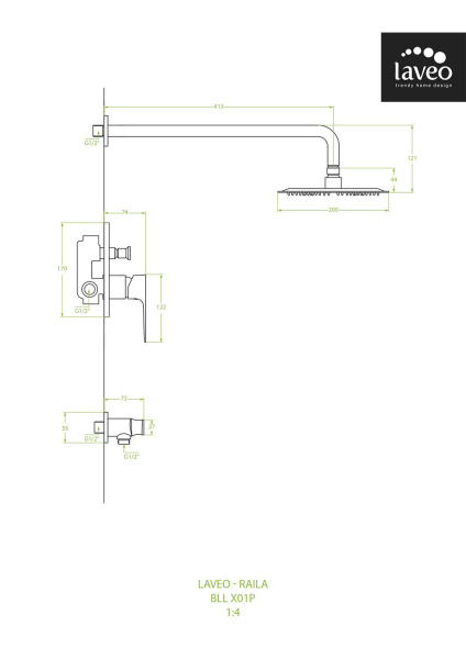 Душевая система Laveo Raila BLL_001P скрытого монтажа хром