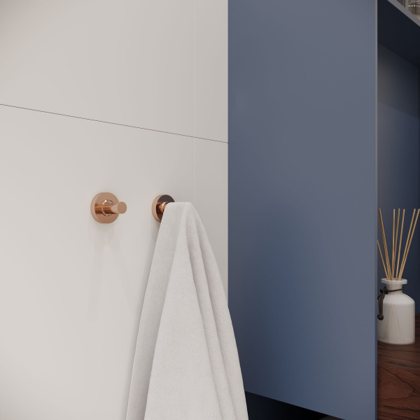 Настенный крючок для полотенец в ванную комнату Wellsee Finishing Touch 182519000, материал латунь, цвет розовое золото. Выдерживает вес до 10 кг