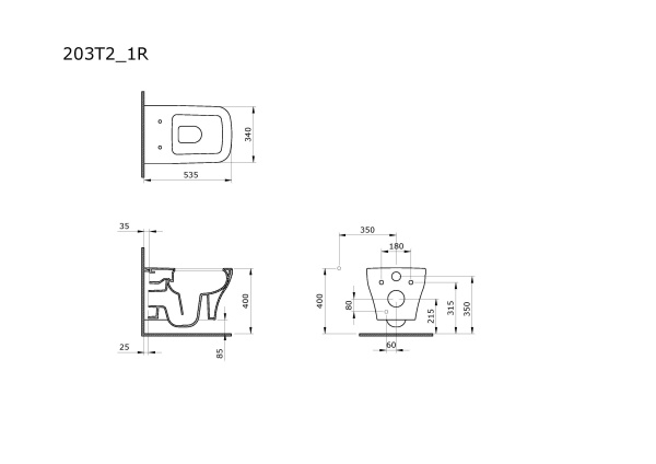 Унитаз Ambassador Benefit 203T20001R (535х340х360) белый, подвесной безободковый с тонкой крышкой