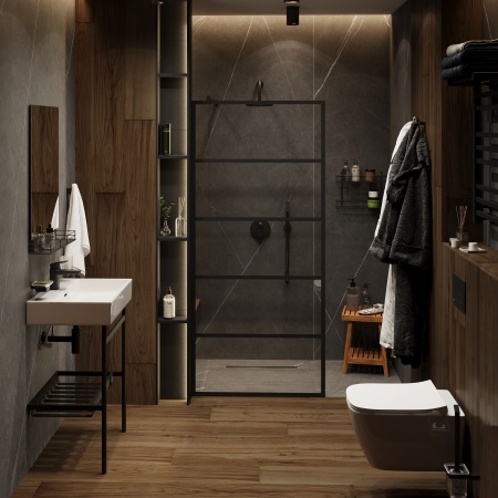 Душевая перегородка STWORKI Кронборг LOFT-GW- 120х220 120 см, профиль черный матовый