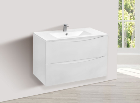 Тумба под раковину Vincea Mia 800 подвесная, 2 выкатных ящика soft close, G.White