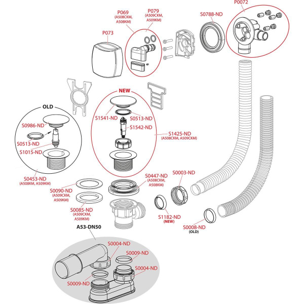 Сифон для ванны Alcaplast CLICK/CLACK с напуском воды через перелив, хром, A508CKM-120