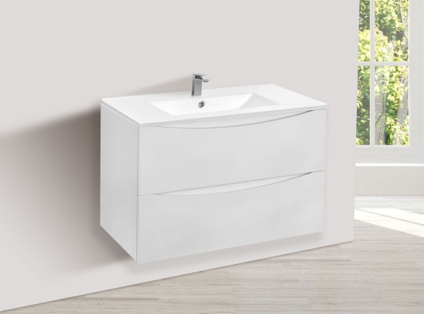 Тумба под раковину Vincea Mia 800 подвесная, 2 выкатных ящика soft close, G.White