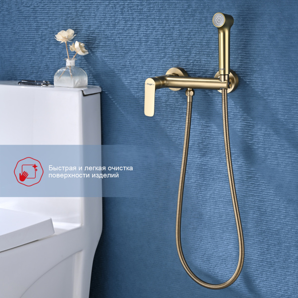 Гигиенический душ со смесителем Raglo R03.51.03, сатин золотой