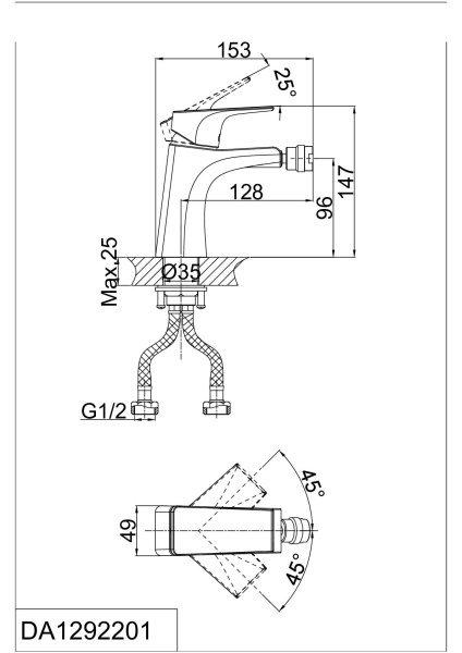 Смеситель для биде D&K Rhein Hertz DA1292201