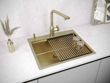 Мойка нерж. сталь KRONER-PRO 59, PM705951-BG, брашированное золото, 590х510мм, Paulmark