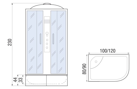 Душевая кабина River DUNAY XL 120/80/44 MT L, 120x80x230