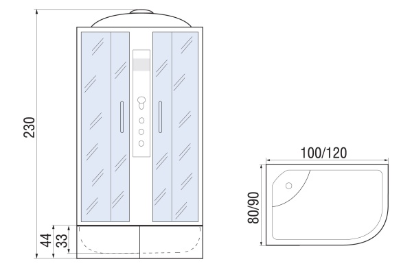 Душевая кабина River DUNAY XL 120/80/44 MT L, 120x80x230