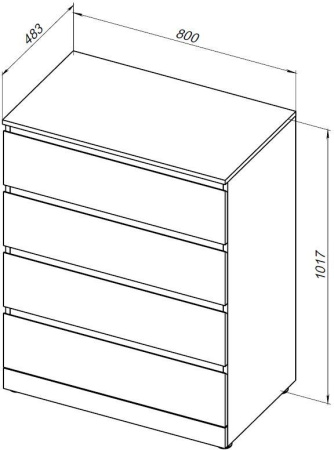Комод Aquanet Сканди 800x480 Дуб крафт (4 ящика)